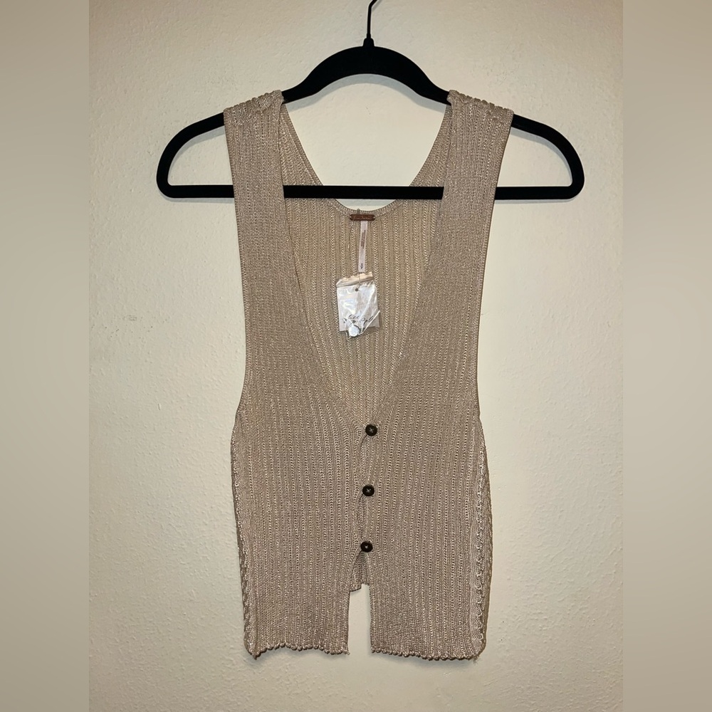 Free people new with tags metallic seascape vest